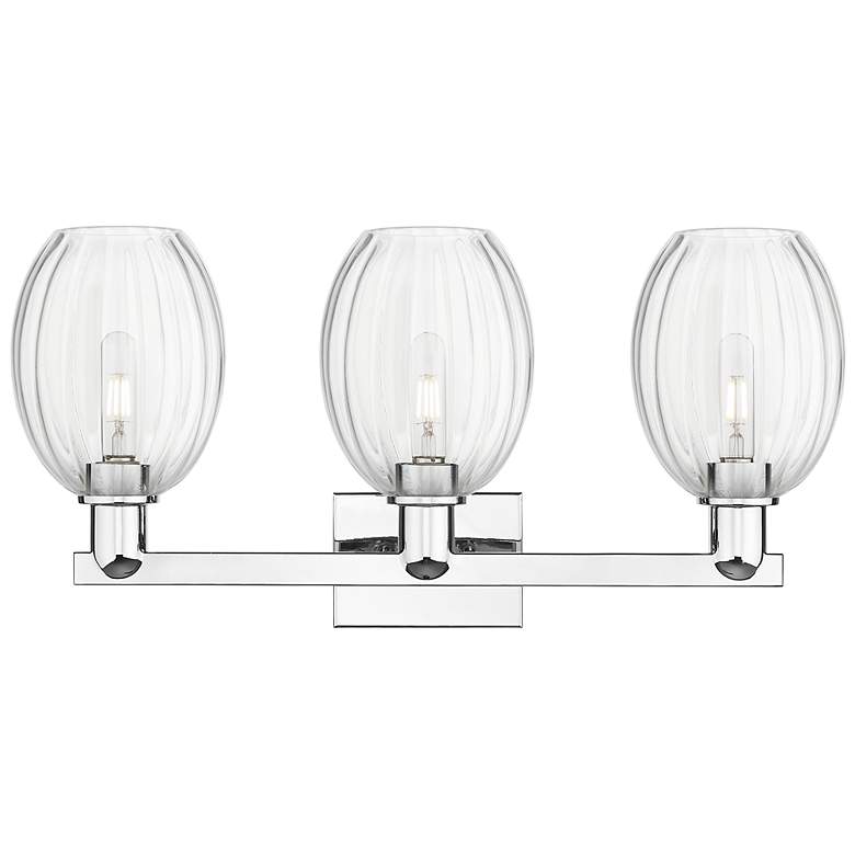 Image 2 Preston 26"W 3 Light Polished Chrome Bath Light With Bell Clear Shade more views