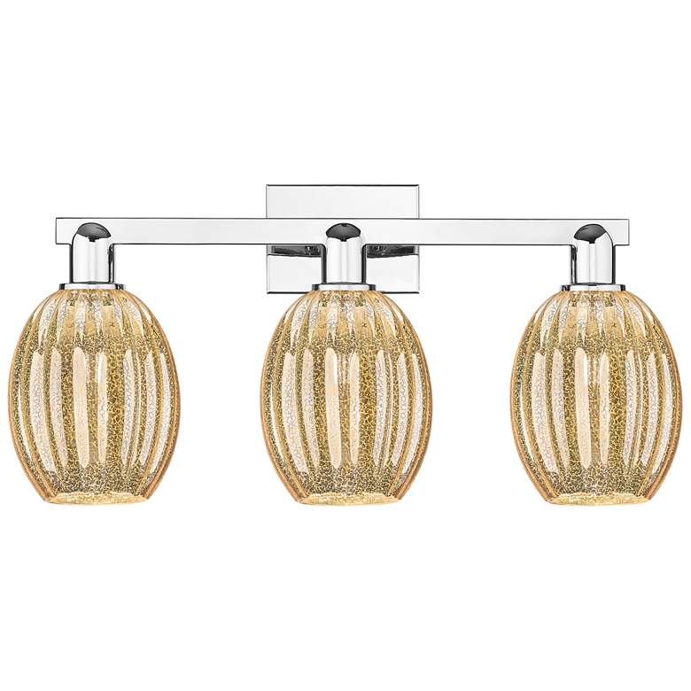 Image 1 Preston 26"W 3 Light Polished Chrome Bath Light With Bell Mercury Shade
