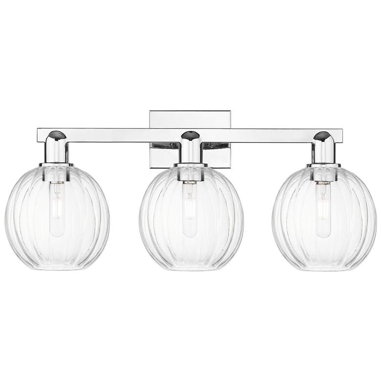 Image 1 Preston 26"W 3 Light Polished Chrome Bath Light With Clear Globe Shade