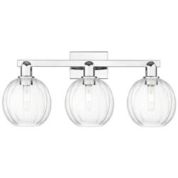 Preston 26"W 3 Light Polished Chrome Bath Light With Clear Globe Shade