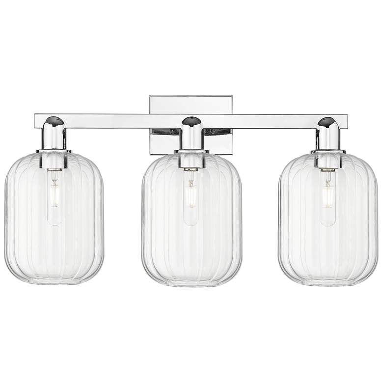 Image 1 Preston 26"W 3 Light Polished Chrome Bath Light With Clear Jar Shade