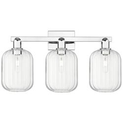 Preston 26"W 3 Light Polished Chrome Bath Light With Clear Jar Shade