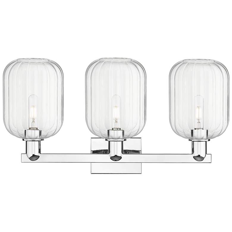 Image 2 Preston 26"W 3 Light Polished Chrome Bath Light With Clear Jar Shade more views