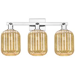 Preston 26"W 3 Light Polished Chrome Bath Light With Mercury Jar Shade