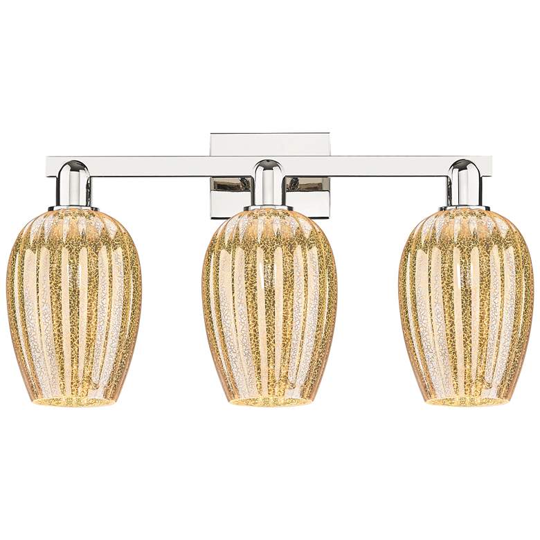 Image 1 Preston 26"W 3 Light Polished Nickel Bath Light w/ Mercury Flute Shade