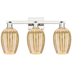 Preston 26"W 3 Light Polished Nickel Bath Light w/ Mercury Flute Shade