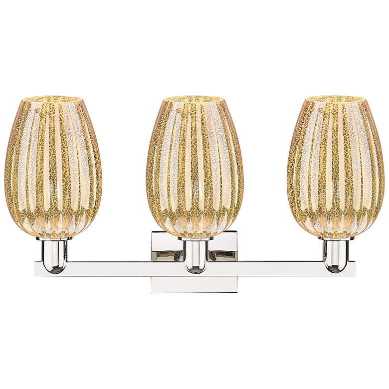 Image 2 Preston 26"W 3 Light Polished Nickel Bath Light w/ Mercury Flute Shade more views