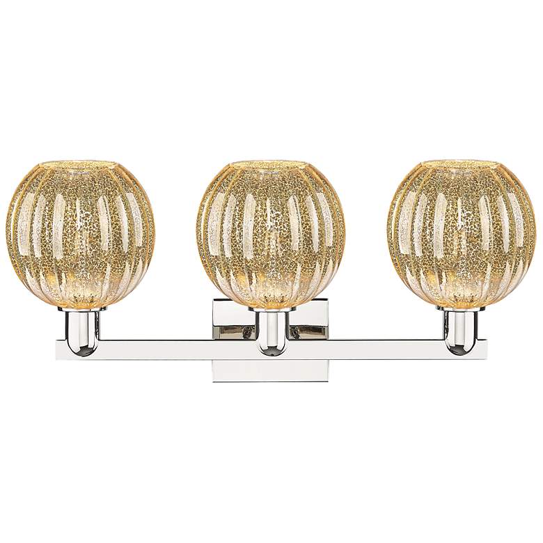 Image 2 Preston 26"W 3 Light Polished Nickel Bath Light w/ Mercury Globe Shade more views