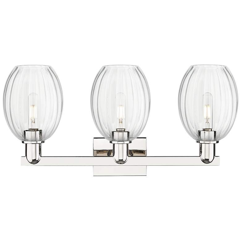 Image 2 Preston 26"W 3 Light Polished Nickel Bath Light With Bell Clear Shade more views