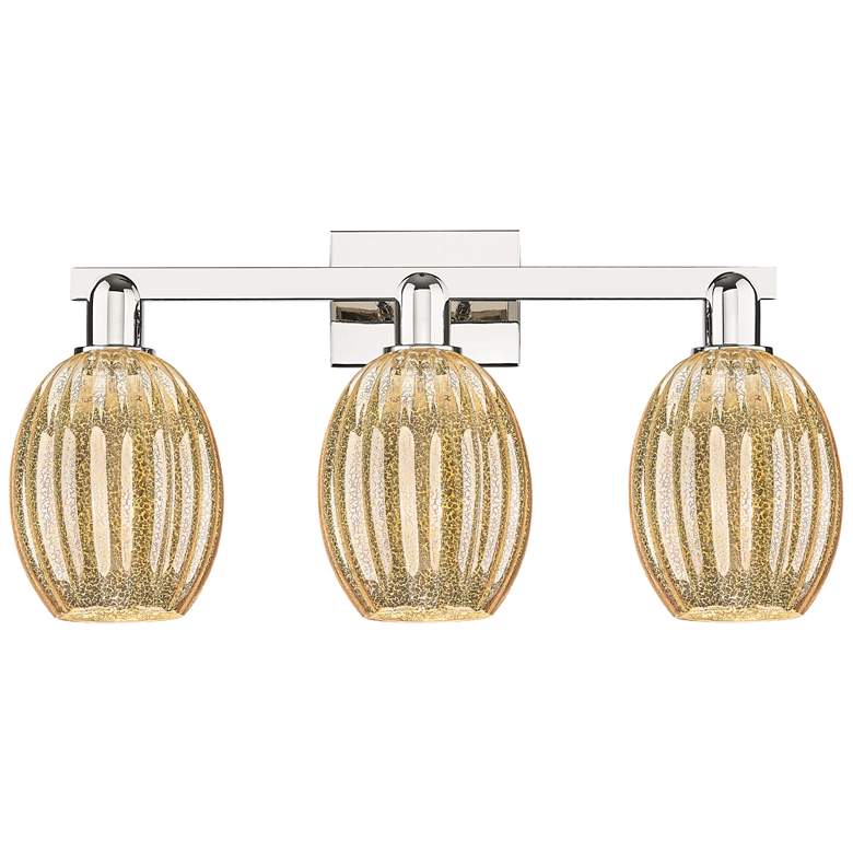 Image 1 Preston 26"W 3 Light Polished Nickel Bath Light With Bell Mercury Shade