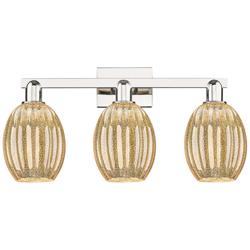 Preston 26"W 3 Light Polished Nickel Bath Light With Bell Mercury Shade