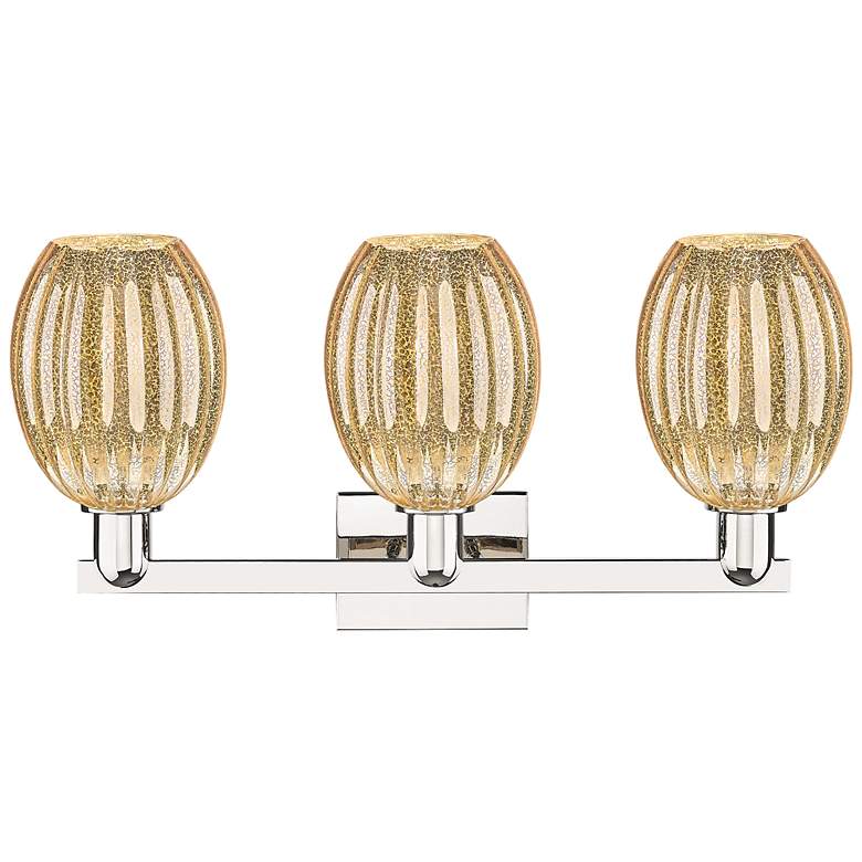 Image 2 Preston 26"W 3 Light Polished Nickel Bath Light With Bell Mercury Shade more views