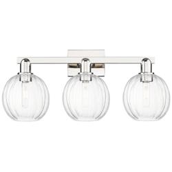 Preston 26"W 3 Light Polished Nickel Bath Light With Clear Globe Shade