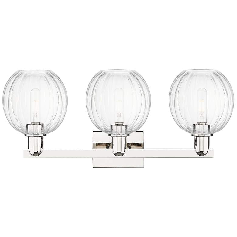Image 2 Preston 26"W 3 Light Polished Nickel Bath Light With Clear Globe Shade more views
