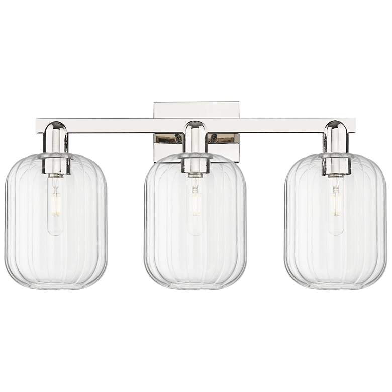 Image 1 Preston 26"W 3 Light Polished Nickel Bath Light With Clear Jar Shade