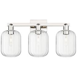 Preston 26"W 3 Light Polished Nickel Bath Light With Clear Jar Shade
