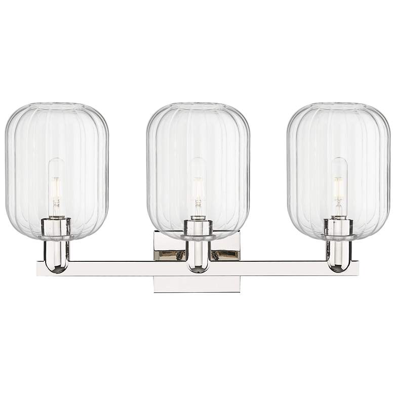 Image 2 Preston 26"W 3 Light Polished Nickel Bath Light With Clear Jar Shade more views