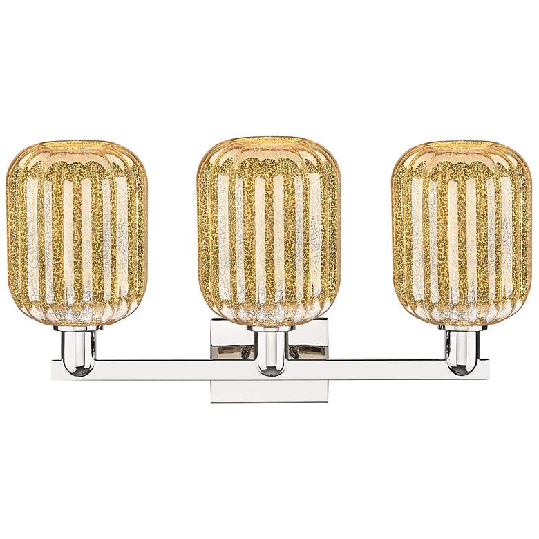 Image 2 Preston 26"W 3 Light Polished Nickel Bath Light With Mercury Jar Shade more views