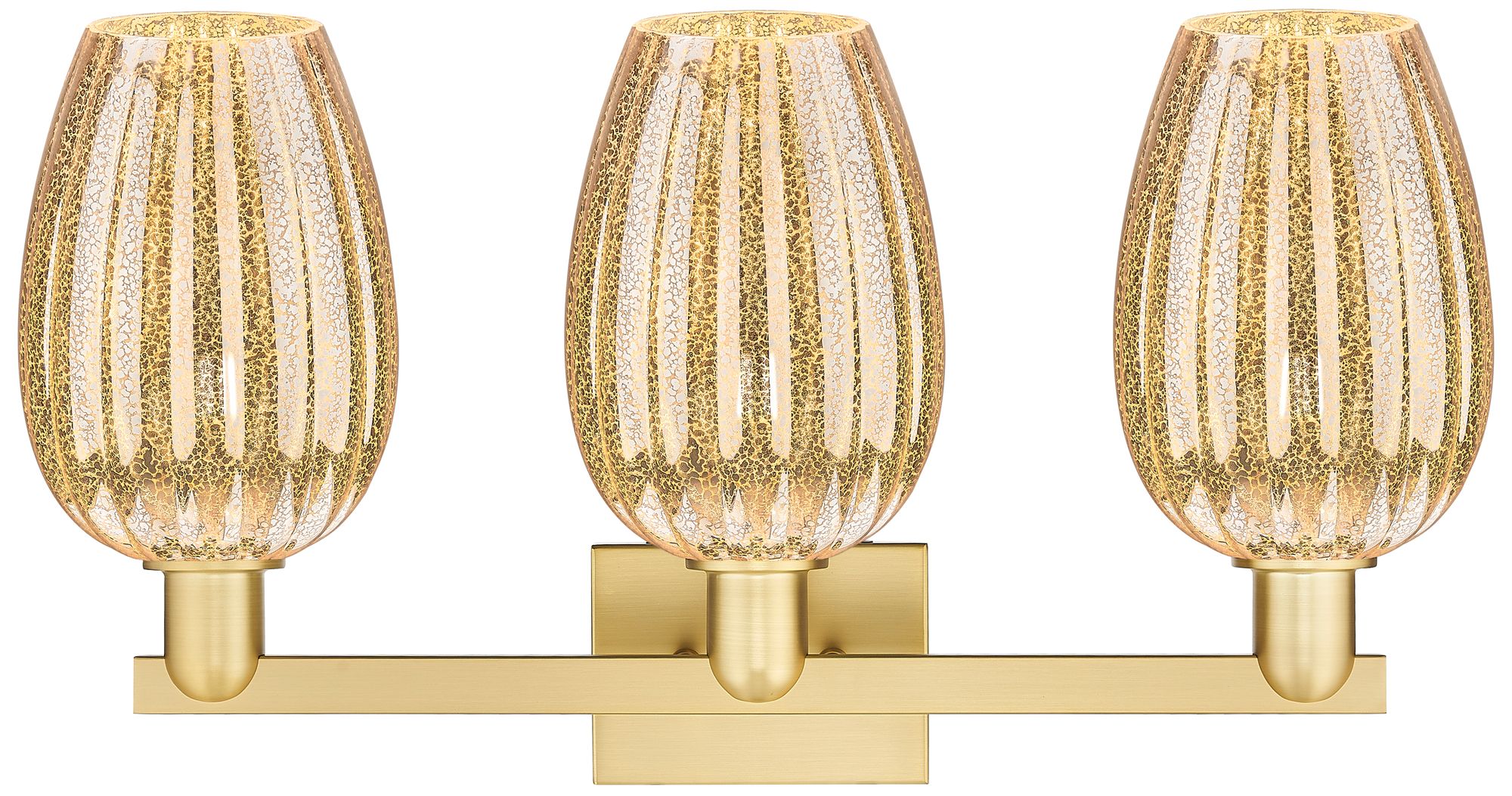 Image 2 Preston 26"W 3 Light Satin Gold Bath Light w/ Flute Mercury Shade more views