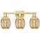 Preston 26"W 3 Light Satin Gold Bath Light With Bell Mercury Shade