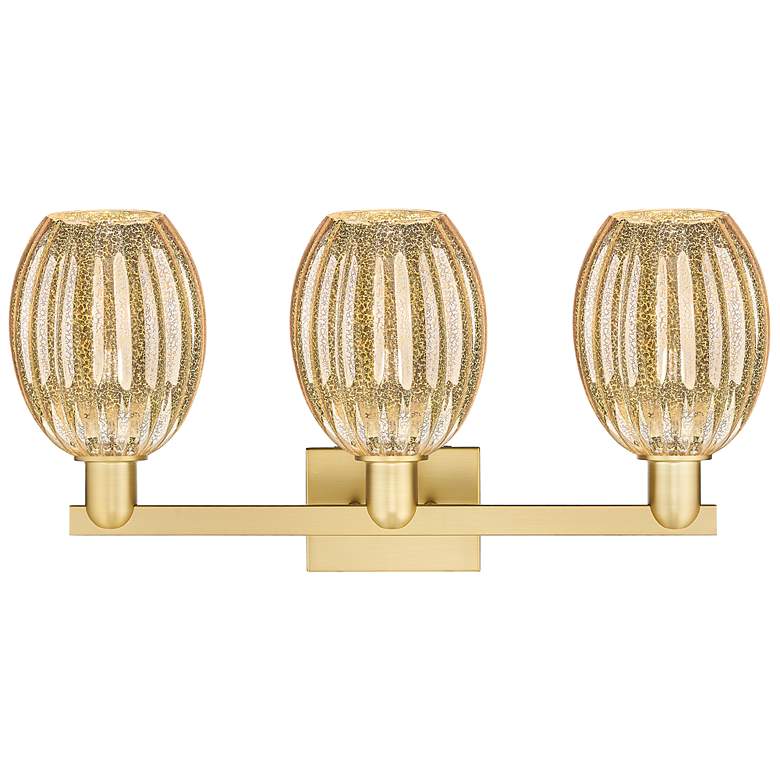Image 2 Preston 26"W 3 Light Satin Gold Bath Light With Bell Mercury Shade more views