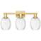 Preston 26"W 3 Light Satin Gold Bath Vanity Light With Bell Clear Shade