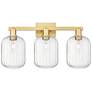 1_Preston 26"W 3 Light Satin Gold Bath Vanity Light With Clear Jar Shade