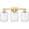 Preston 26"W 3 Light Satin Gold Bath Vanity Light With Clear Jar Shade