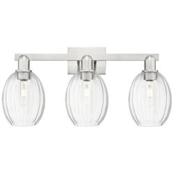 Preston 26"W 3 Light Satin Nickel Bath Light w/ Bell Clear Shade