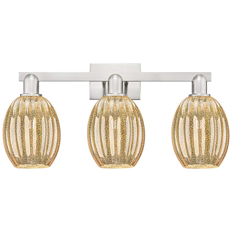 Image 1 Preston 26"W 3 Light Satin Nickel Bath Light w/ Bell Mercury Shade