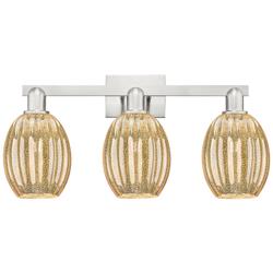 Preston 26"W 3 Light Satin Nickel Bath Light w/ Bell Mercury Shade