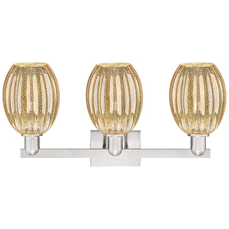 Image 2 Preston 26"W 3 Light Satin Nickel Bath Light w/ Bell Mercury Shade more views