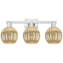 Preston 26"W 3 Light Satin Nickel Bath Light w/ Mercury Globe Shade