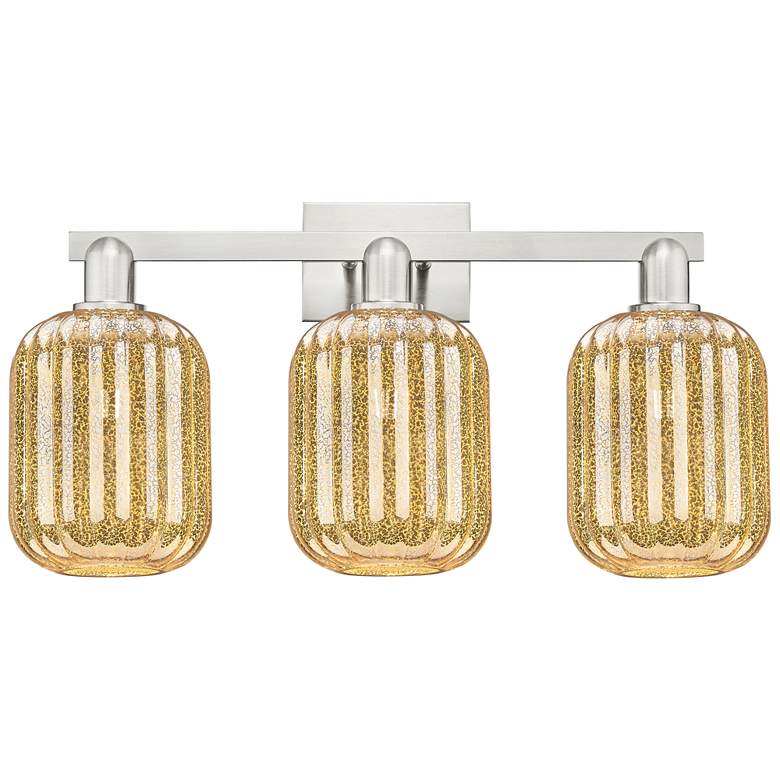 Image 1 Preston 26"W 3 Light Satin Nickel Bath Light w/ Mercury Jar Shade