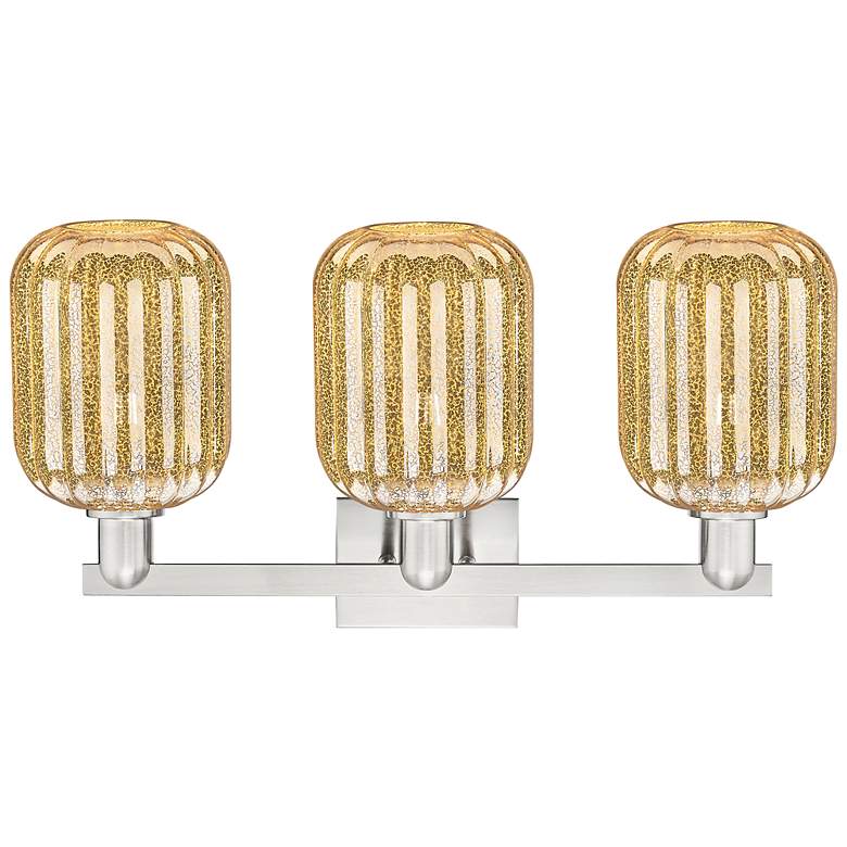 Image 2 Preston 26"W 3 Light Satin Nickel Bath Light w/ Mercury Jar Shade more views