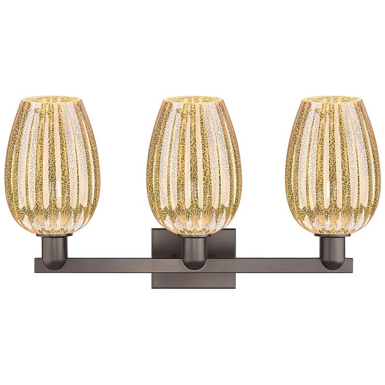 Image 2 Preston 26"W 3-Lt Oil Rubbed Bronze Bath-Lt w/ Mercury Flute Shade more views