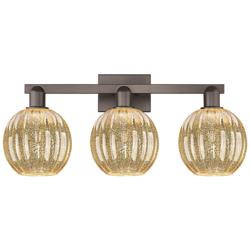 Preston 26"W 3-Lt Oil Rubbed Bronze Bath-Lt w/ Mercury Globe Shade