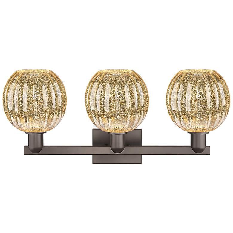 Image 2 Preston 26"W 3-Lt Oil Rubbed Bronze Bath-Lt w/ Mercury Globe Shade more views