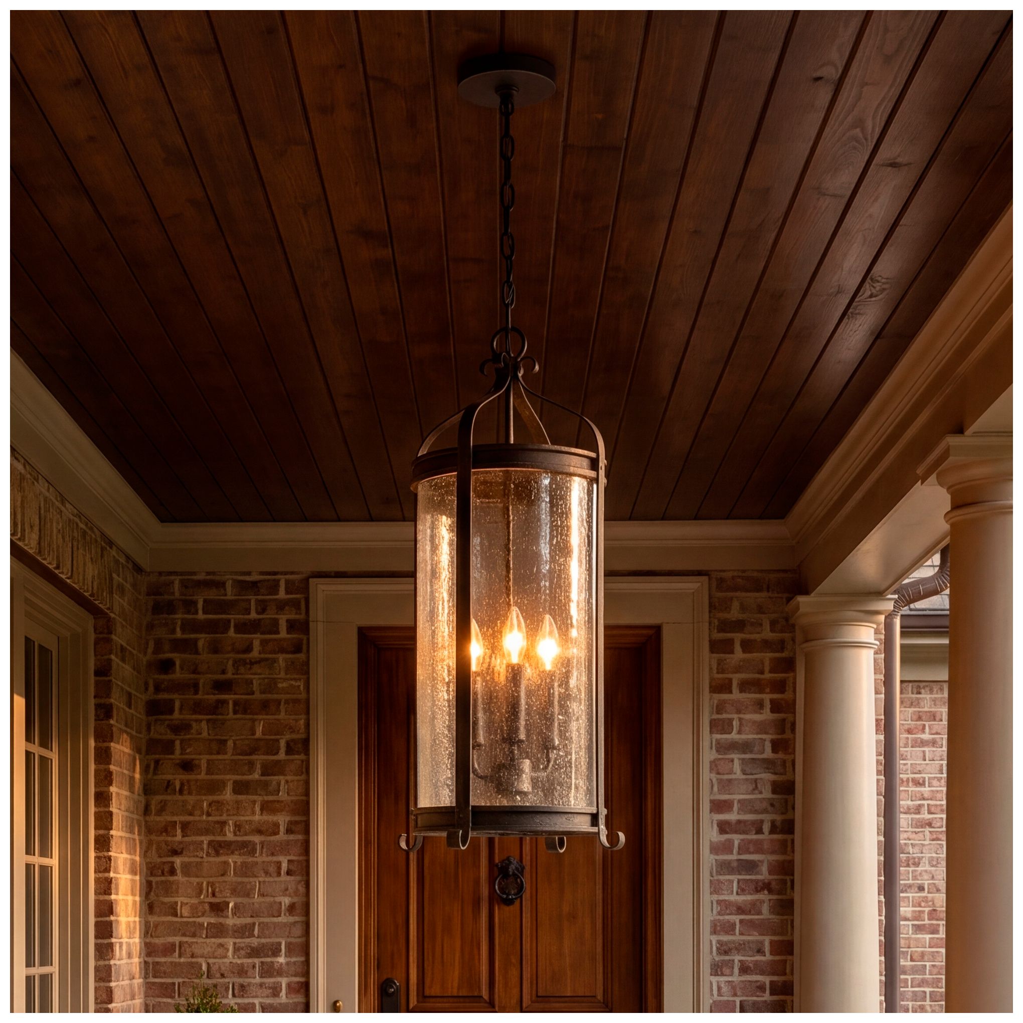 Preston 3-Light Outdoor Hanging Lantern in Iron Oxide