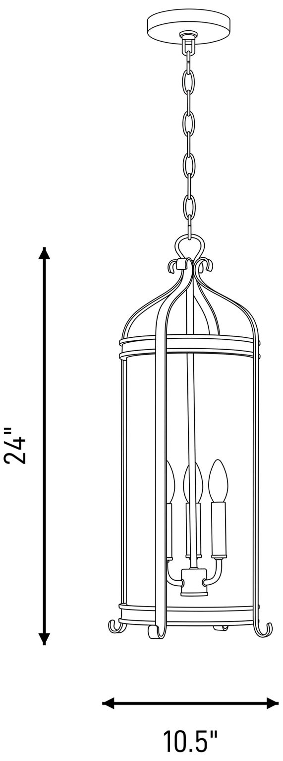 Preston 3-Light Outdoor Hanging Lantern in Iron Oxide