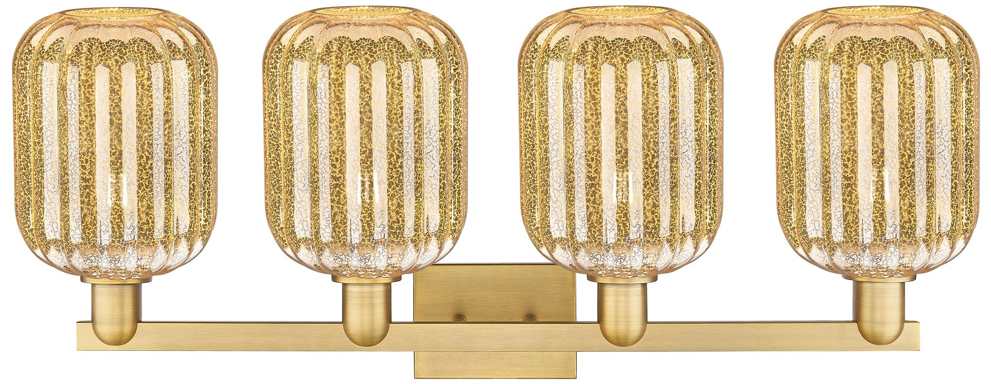 Image 2 Preston 36"W 4 Light Brushed Brass Bath Light With Mercury Jar Shade more views