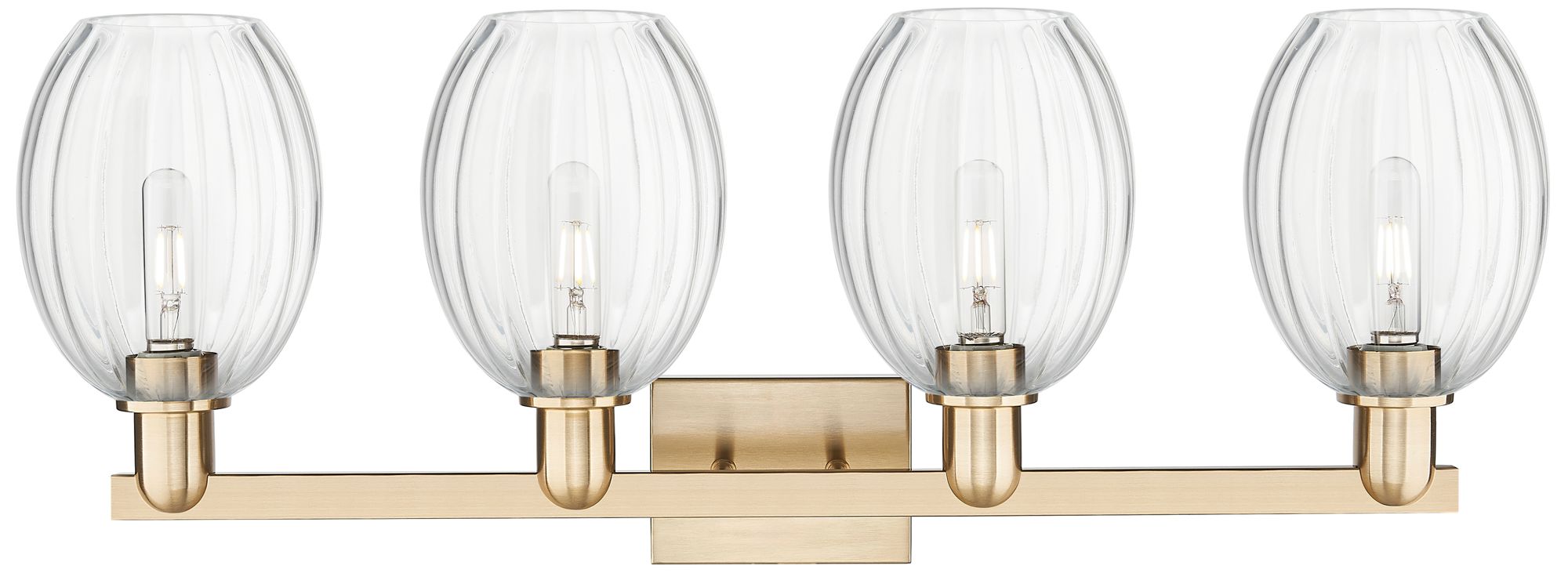 Image 2 Preston 36"W 4 Light Champagne Bronze Bath Light With Bell Clear Shade more views