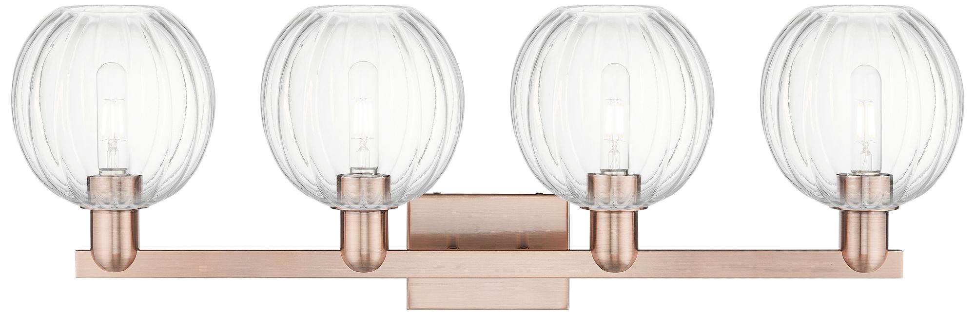 Image 2 Preston 36"W 4 Light Copper Bath Vanity Light w/ Globe Clear Shade more views