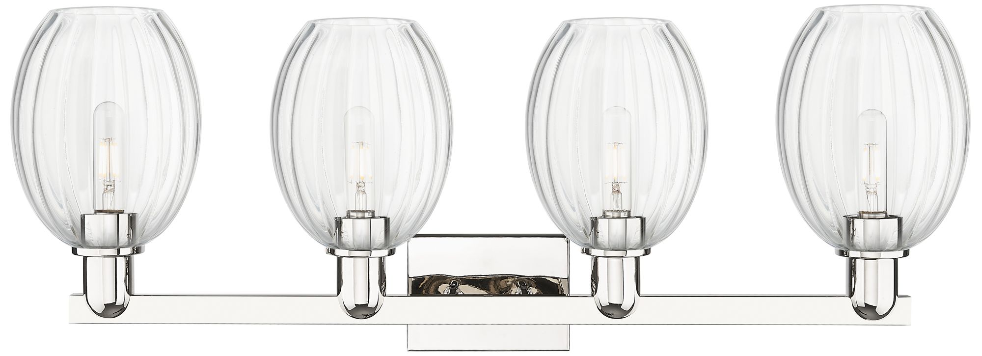 Image 2 Preston 36"W 4 Light Polished Nickel Bath Light With Bell Clear Shade more views