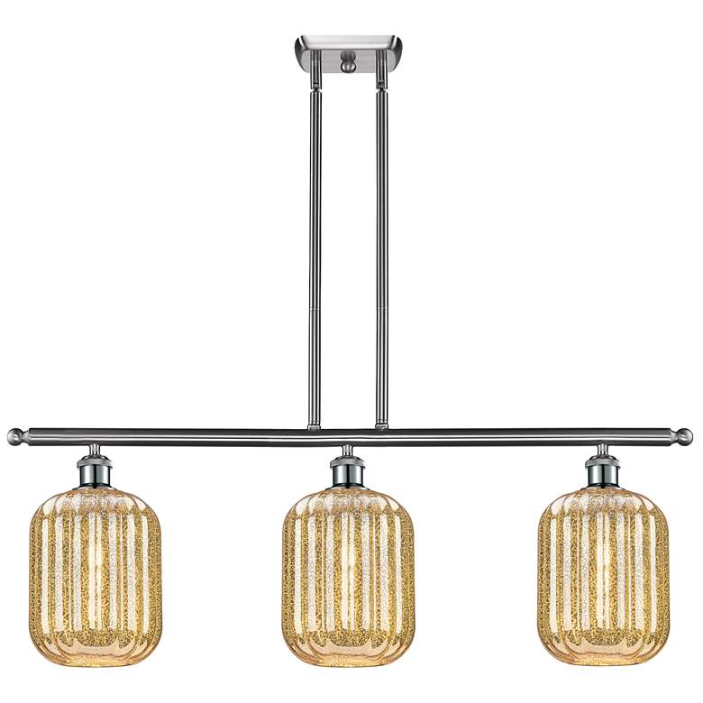 Image 1 Preston 36"W 3-Light Brushed Satin Nickel Island Light w/ Mercury Jar Shade