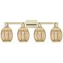 1_Preston 36"W 4 Light Antique Brass Bath Light With Bell Mercury Shade