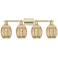 Preston 36"W 4 Light Antique Brass Bath Light With Bell Mercury Shade