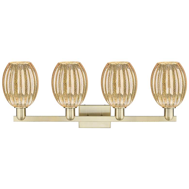 Image 2 Preston 36"W 4 Light Antique Brass Bath Light With Bell Mercury Shade more views