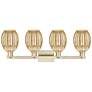 2_Preston 36"W 4 Light Antique Brass Bath Light With Bell Mercury Shade more views