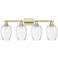 Preston 36"W 4 Light Antique Brass Bath Light With Clear Flute Shade